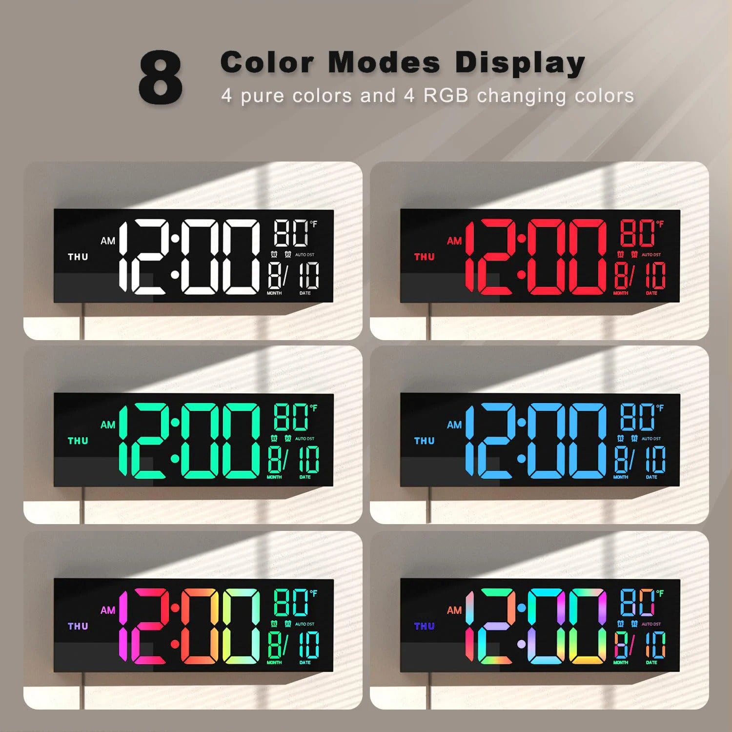 Large Digital Wall Clock Big LED Display with Remote